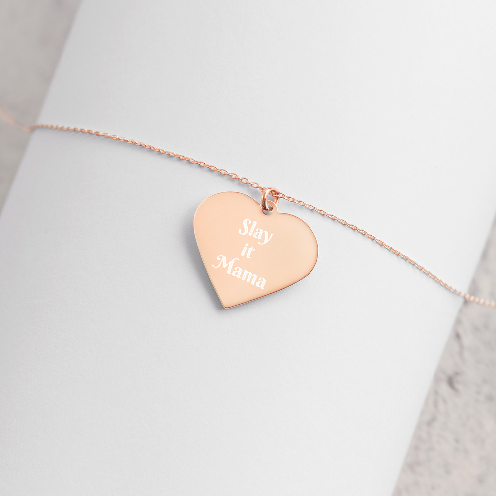 Engraved Silver Heart Necklace